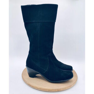 Dansko Boots Womens 10 41 Black Suede Mid Calf Zip Minimalist Cottage
